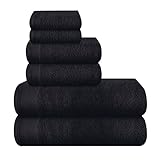 MALLONI HOME Ultra Soft 6er-Pack Baumwoll-Handtuch-Set, enthält 2 übergroße Badetücher 70 x 140 cm, 2 Handtücher 40 x 60 cm und 2 Waschbetten 30 x 30 cm, Schwarz