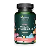 Omega 3 + ADEK Kapseln | VEGAN | Premium: life's™OMEGA & K2VITAL® | Veganes EPA, DHA + Vitamin A, D, E, K | 60 Kapseln | Deutsche Produktion von Vegavero®