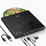 NOLYTH Externes DVD Laufwerk Extern USB 3.0/USB C DVD RW Brenner mit Audio/2 USB Ports Tragbar Slot-in CD Laufwerk für Laptop Desktop PC Windows Mac MacBook Linux OS Apple