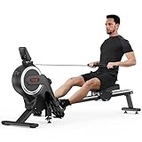 Dripex Rudergerät für Zuhause, Rudergeräte bis 160 kg Belastbar, Magnetisches Rudergerät mit 16 Widerstandsstufen, Langlebige Gleitschiene, Bluetooth App Verbindung, LCD-Monitor, Leise Platzsparend