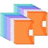20 Stück Dokumententasche A4, Wasserdichte Dokumentenmappe, 11 Lochrand Sammelmappen Mit Etikettentasche, Bunte Mappen für Dokumente Organisieren, Bürobedarf, Hausaufgaben