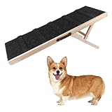 BommJokker Hunderampe Länge 95cm Einstellbar 30-55cm Höhe des 7 Gangs Hundetreppe für Bett oder Sofa aus Holz Katzen Rampe Hundeleiter Auffahrrampe für Haustiere mit Anti-rutsch max80kg Sicher (S)