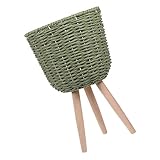 GALPADA 1 Stück Blumenständer Rattan mit Holzbeinen Moderner Pflanzgefäß Halter für Balkon Garten und Innenräume Stabiler Pflanzencontainer für Dekorative Pflanzen und Blumen