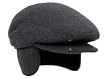 Norsen Herren gefütterte Schirmmütze mit Ohren- und Nackenschutz Winter Mütze mit Ohrenklappen Herren Winter Schiebermütze mit ausklappbarem Ohrenschutz Flatcap Schirmmütze, Dunkelgrau, 60