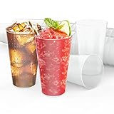 AOLUXLM 50 Stück Partybecher Set, Trinkbecher Bruchsichere Mehrwegbecher für Getränkepartys, Geburtstag, Hochzeit - 480 ml / 16 OZ (Voll Gefüllt) Mattierte Plastikbecher