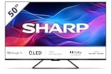 SHARP 50GR8265E - 50 Zoll Fernseher (126 cm) 4K Ultra HD 144Hz Google TV - Gaming & Streaming QLED Smart TV ohne Rahmen (HDMI 2.1, ALLM & VRR) - mit Apps (Netflix, Prime, Disney+, Apple TV)