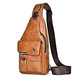 A-QMZL Sling Bags Brusttasche Herren Crossbody Umhngetasche Kleine Schultertaschen Crossbody-Taschen PU-Leder Wasserdicht Casual Chest Taschen für Männer und Damen