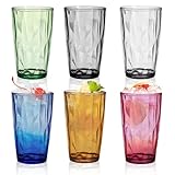 VEGOATY Große Trinkgläser Bunt, 6er-Set 500ml Stapelbares Acryl-Wassergläser Plastik Wassergläser Saftgläser Cocktailgläser für Saf, Wasser, Camping, Picknick, Grillparty, Bierbecher trinken