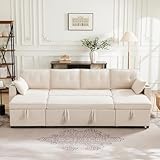 Crlnaup Schlafsofa mit Schlaffunktion, U-förmiges Sofa, Polstersofa, Baumwoll-und Leinenstoffe, mit Getränkehalter, Stauräume, geeignet für Familien, Wohnzimmer usv. Video verfügbar