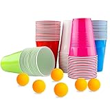 Vexillic Plastikbecher, 70 Stück 400ML Partybecher Gaming Pong Mehrweg Bunt Becher Set in 5 Farben für Geburtstag Hochzeit Festivals JGAs oder Gartenpartys (Multicolor)