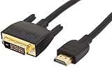 Amazon Basics HDMI-A-auf-DVI-Adapterkabel für Fernseher, bidirektional, 1080P, vergoldet, 1.8 m, 1 Stück, Schwarz