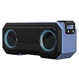 Tragbarer Bluetooth-Lautsprecher IPX7, wasserdichter drahtloser Lautsprecher und buntes helles Audio für den Außenbereich mit Powerbank, Subwoofer, FM-Radio (Color : Blue)