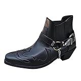 Cowboystiefel Herren Braun,Stiefel Westernstiefelette Bequeme Kurzstiefel Schnalle Freizeitstiefel Rutschfest Winterstiefel Leichtgewichts Stiefeletten Plateau Boots Wanderstiefel Trekkingstiefel