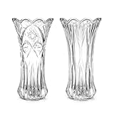 Vase Glas 2 Stück Glasvase,Handgemacht Kristall Vasen 19 cm Hohe Blumenvase Modern,Hydrokultur und Floral Arrangement Glasvase Zylinder Dekoglas Transparent Vasen Gross für Hause Mittelstücke
