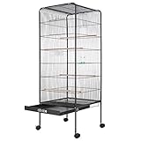 CADOCA® Vogelvoliere XL 146x54x54cm Schmutzschublade Indoor Outdoor Vogelkäfig Vogelbauer Vogelhaus Voliere mit Zubehör rollbar