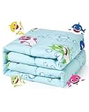 Sivio Gewichtsdecke 1,3 kg, 90 x 120 cm, Schwere Decke für Natürliche Erholung und Schlaf, Weiche Kuschelige Bettdecke, Geschenk für Jungen und Mädchen, Grüne Haie