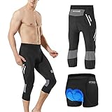 MEETWEE Herren 3/4 Radhose Fahrradhose, Kompression Radlerhose Leggings Radsport Hose für Männer Elastische Atmungsaktive 3D Schwamm Sitzpolster