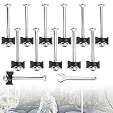 AFASOES 12-teiliges Trampolin-Schraubenset, M6, Verzinkter Stahl, Stabilisierungswerkzeug, Kompatibel mit den meisten Trampolinmarken, Silberfarben/Schwarz, Rund