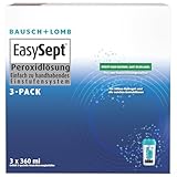 Bausch + Lomb EasySept Peroxidlösung - Kontaktlinsendesinfektions-Lösung für weiche Kontaktlinsen, Einstufen-Peroxidsystem mit Behälter, 3er Pack, 3 x 360 ml