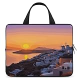 Laptoptasche, ultradünn, Griechenland, Insel, Sonnenuntergang, Landschaftsdruck, Laptop-Tragetasche, tragbare Kuriertasche für Arbeit, Reisen, Stil, 17inch