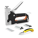 Sinand Handtacker Set mit 2100 Klammern | 3 in 1 Tacker für Holz mit Klammerentferner | Regulierbarer Schusskraft Tackerpistole für Tischlerei, Dekoration, Kabelbefestigung