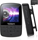 YOTON MP3-Player mit Bluetooth 5.2, 64 GB Speicher, FM-Radio, Sprachaufnahme, unabhängiger Lautstärkeregler, inkl. Kopfhörer, erweiterbar auf bis zu 128 GB SD-Karte