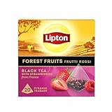 Lipton Schwarztee Forest Fruits, mit Erdbeeren aus Frankreich, für einen Moment der puren Freude, Pyramidenbeutel, 20 Stück
