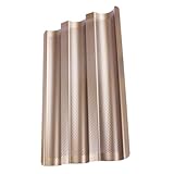 VICASKY Perforierter Goldener Baguette Backrahmen aus Kohlenstoffstahl Nonstick Backform für Knusprige Französische Brote Kleine Backblech kompatibel Leicht Zu Reinigen