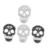 minkissy 4 Stück Schädelschädel sticker Aufnäher zur Kleidungsdekoration Strass-Kleidungspatch Taschendekorationsaufnäher Dekorationsapplikationen Strass-Skelett-Patch Plastik