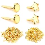 LWMTT 200 Stück Mini Brads Musterbeutelklammern,Musterbeutelklammer,Stern Gold Musterklammern, Papier Briefklammern Basteln Handwerk,für Schule Büro Papier Briefklammern Basteln Handwerk DIY