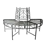 Jardinion Baumbank-Halbkreis Sitz Gartenbank 124 x 63 x 82cm Pulverbeschichtet Rost-Optik Anthrazit, Sitzbank, Gartensitzbank, runde Bank, wetterfest, Metallbank, Eisenbank