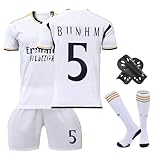 Fussball Trikot Set Kinder, Fußball Training Skleidung Nr.5 Hause/Auswärts Fußballtrikot mit Fußball-T-Shirt Shorts Socken Schienbeinschoner, Fussball Jersey Trainingsanzug für Jungen Mädchen