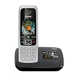Gigaset C430A - Schnurloses DECT-Telefon mit Anrufbeantworter und Freisprechfunktion, klassisches Mobilteil mit TFT-Farbdisplay, schwarz-silber