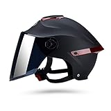 Erwachsener Motorradhelm mit Visier, Jet-Helm Chopper Cruiser Vintage Pilot Helmet, Bestehen Sie den Kollisionstest, um die Verkehrssicherheit zu Gewährleisten(Matt-schwarz, Braune Linse)