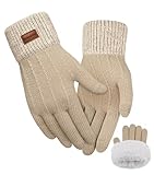 FORVEVO Handschuhe Damen Winter mit Fleecefutter,Touchscreen Warme Weich Strickhandschuhe,Thermo Winterhandschuhe Frauen für Outdoor Laufen Skifahren Radfahren（Khaki）