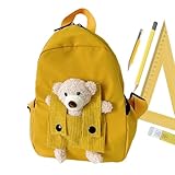 Schulrucksack für Kinder – langlebiger Rucksack für Kinder, 3D-Bärenrucksack für Mädchen und Jungen | Leichte Kindergartentasche für Schüler 'Kindergarten, Reisen, tägliche Pendeln, Bücher und, gelb