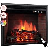 KAMINIO Elektrokamin Luca - Elektrischer Einbaukamin mit Heizung, 3D-Flammeneffekt, 12 Flammenfarben, Fernbedienung (23 Zoll)
