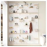 Freistehender beweglicher Stecktafel-Präsentationsständer aus Holz, 50 x 80 cm, Organizer für Ornamente, Werkzeuge und Zubehör, stilvolle beige Wandplatte für einfache Präsentation