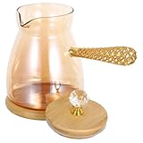 Tofficu Glas Türkische Kaffee Kanne mit Seitlichem Griff Hitzebeständig Vielseitiger Glas Wasser Milchkocher für Herd zum Schmelzen von Butter und Zubereitung von Heißer