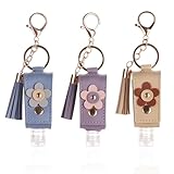 Wshxjzyay Handdesinfektionsmittel-Schlüsselanhänger, 30 ml, nachfüllbar, tragbar, Leder, Reisegröße, leere Händedesinfektionsmittel-Flaschen für Toilettenartikel, Lotion, Flüssigseife, Shampoo (Blau,