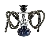 Budawi® Shisha klein 25 cm schwarz – Mini-Shisha mit 2 Schläuchen inkl. Kohlenzange – kompakte Wasserpfeife für Zuhause & unterwegs