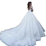 Luxus Brautkleider A-Line Brautkleider Spitzen Applikationen Langarmes Vintage Elegante Weiße Kleider Prinzessin Hochzeitskleid Angepasst