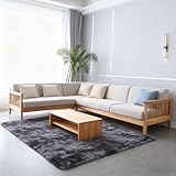 LIHUANE Shaggy Teppich 140 x 180 cm Felloptik Zeitlos Flauschig-Weiche Teppiche Deko Pflegeleicht Und Robust für Terrasse Balkon Garten, Dunkelgrau