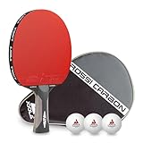 JOOLA Profi Tischtennisschläger Rosskopf Carbon, ITTF zugelassen, für fortgeschrittene Spieler, inklusive Hülle und 3 Bälle, 29,5 cm
