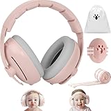 2-in-1 Baby Ohrenschützer, Gehörschutz Baby Lärmschutz Kopfhörer (0-4 Jahre), Neugeboren Ohrenschützer mit leichte ABS-Schale & Verstellbares Kopfband, ideal für Schlafreise und Alltag & Events, Rosa