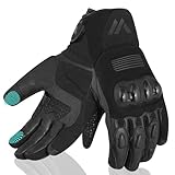 WESTWOOD FOX Motorradhandschuhe für Damen und Herren. Winter-Motorradhandschuhe aus wasserdichtem Thermo-Touchscreen-Leder für BMX, ATV, MTB-Rennen und Outdoor-Aktivitäten. SCHWARZ, S