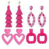 Yaztauho Rosa Ohrringe - Statement Ohrringe Set | Ohrhänger Für Liebhaber Valentinstag Mütter Freundinnen Schwestern Mädchen Feiern Leicht Stilvoll Elegant