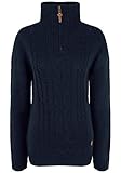 OXMO OXCarry Damen Strickpullover Troyer Grobstrick Pullover mit Troyerkragen Rippbündchen Label-Details Regular fit, Größe:M, Farbe:Insignia B (791991)