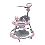 sulckcys Baby Lauflernhilfe,Lauflernwagen mit Spielzeuge,Höhenverstellbare Gehhilfe Baby mit Musik Spielstation mit Spielbrett PVC-Rad, Baby Walker for Baby ab 6-18 Monate Mädchen & Jungen (Rosa)