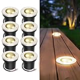 ISOISL 8 Stück Bodeneinbaustrahler aussen mit LED 3W Warmweiß IP65 Bodenstrahler außen Schwarz matt rund,Bodenleuchten befahrbar 230V,Bodeneinbauleuchten für Boden Garten Pool Pflanzen